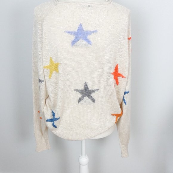 Blank Paige Tan Lightweight Sweater with Colorful Stars Medium - Picture 4 of 9
